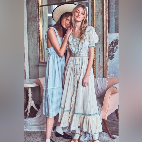 New! LoveShackFancy Anne Stripe Midi Dress 🩵 Medium NWT! - Picture 6 of 16